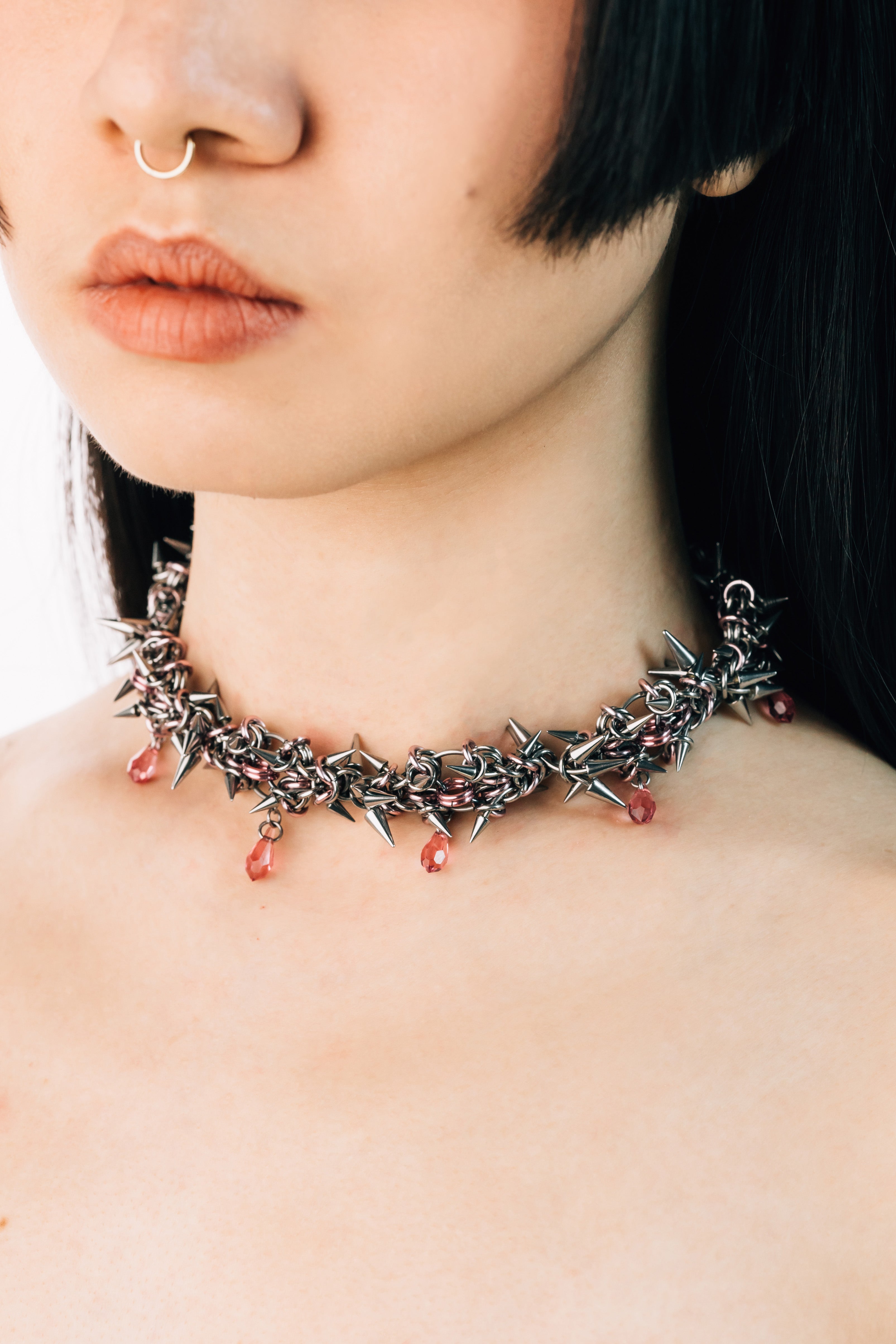 正規品 andmary Claire choker tops Mary logo choker tops color ivory/gray ¥8800-tax in 配色のロゴ刺繍